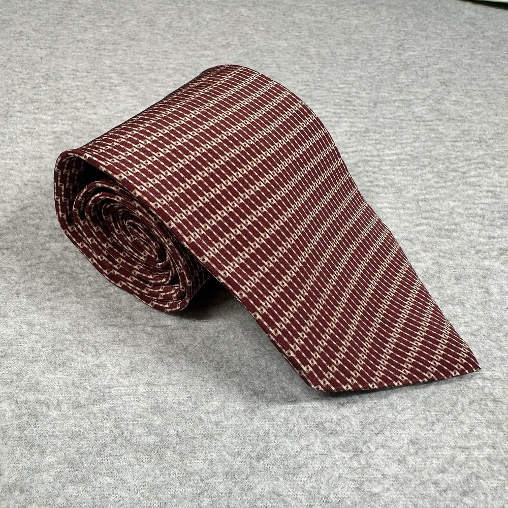 Vintage Kenneth Cole New York 100% Silk Burgundy Geometric Tie USA NWT/NOS 90s